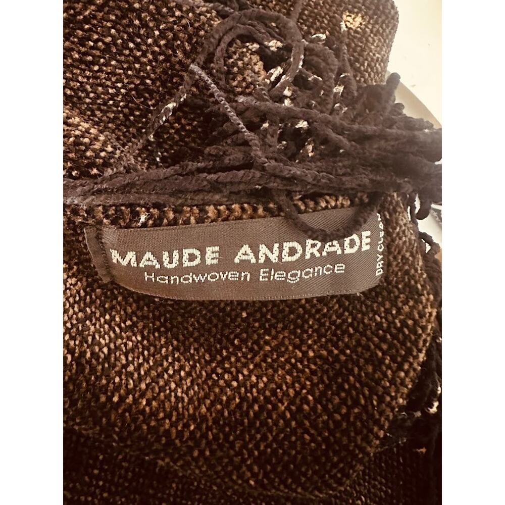 Maude Andrade Handwoven Elegance Artisian Tribal Folk Fringe Chenille Scarf 74"L - Picture 8 of 8